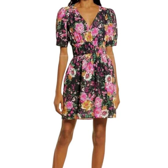 NEW - CHARLES HENRY Floral Smocked Waist Minidress - Picture 8 of 8